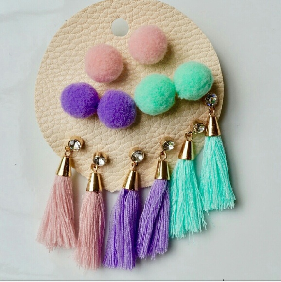*LAST ONE* Tassel Earring and Pom Pom Earrings - Picture 2 of 2
